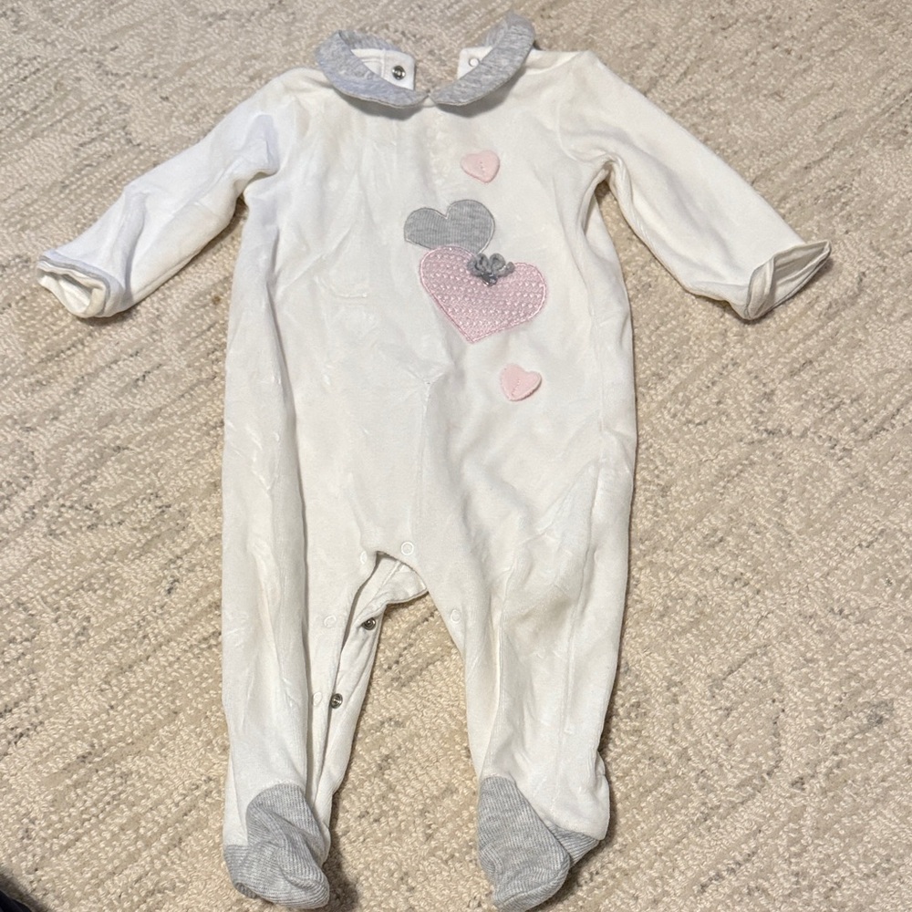 Mayoral Cream and Gray Heart Footie